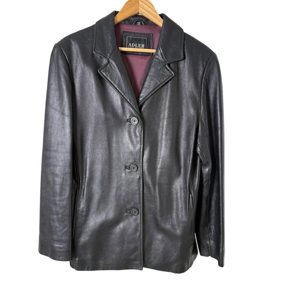 Adler Collection Black‎ Genuine Leather Jacket NZ Lambskin Fully Lined, Large